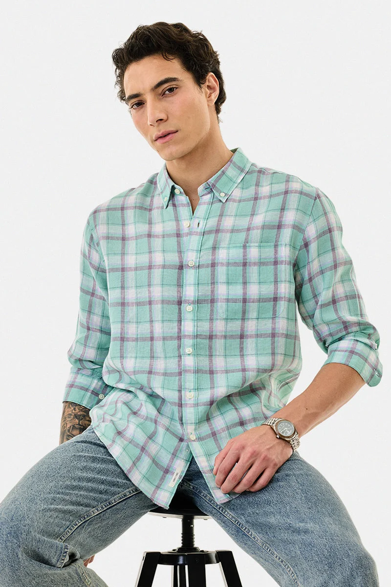 سنيتش 100% Linen Checks Shirt